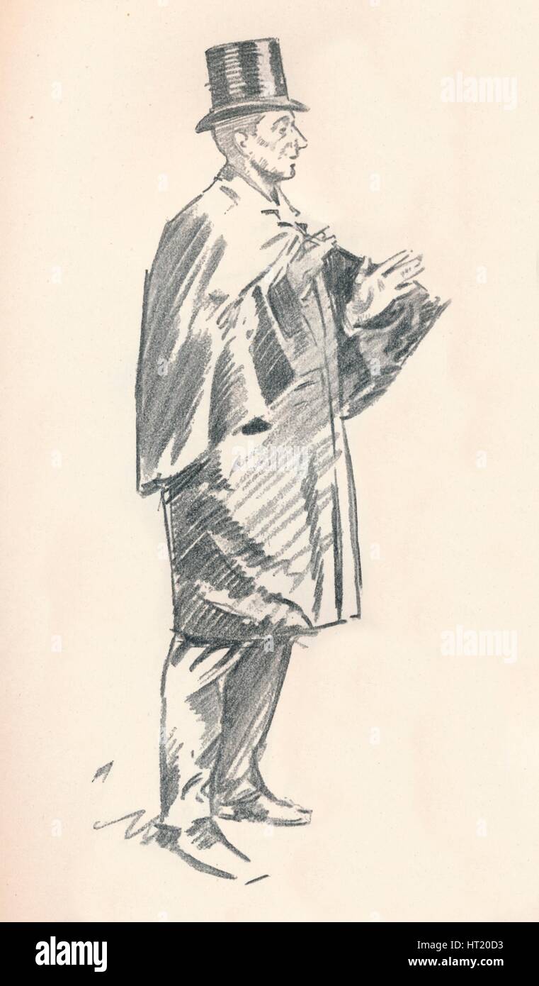 Croquis au crayon de plomb par Phil May, c xixe siècle (1903-1904). Artiste : Philip William Mai. Banque D'Images