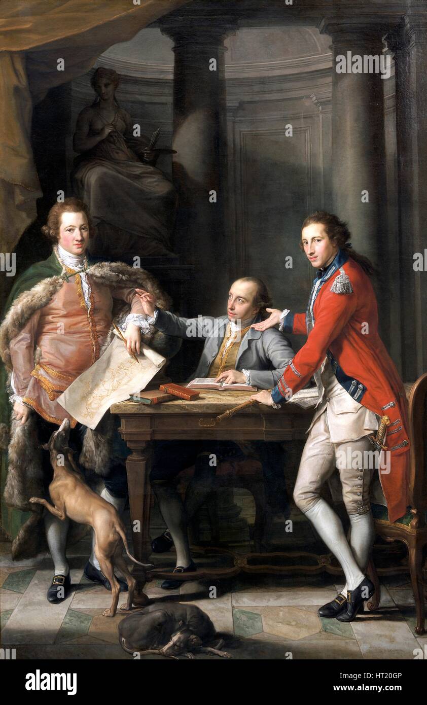'Monsieur Watkin Williams Wynn, Thomas Apperley, et le capitaine Edward Hamilton', 1768-72 : Artiste Pompeo Batoni. Banque D'Images
