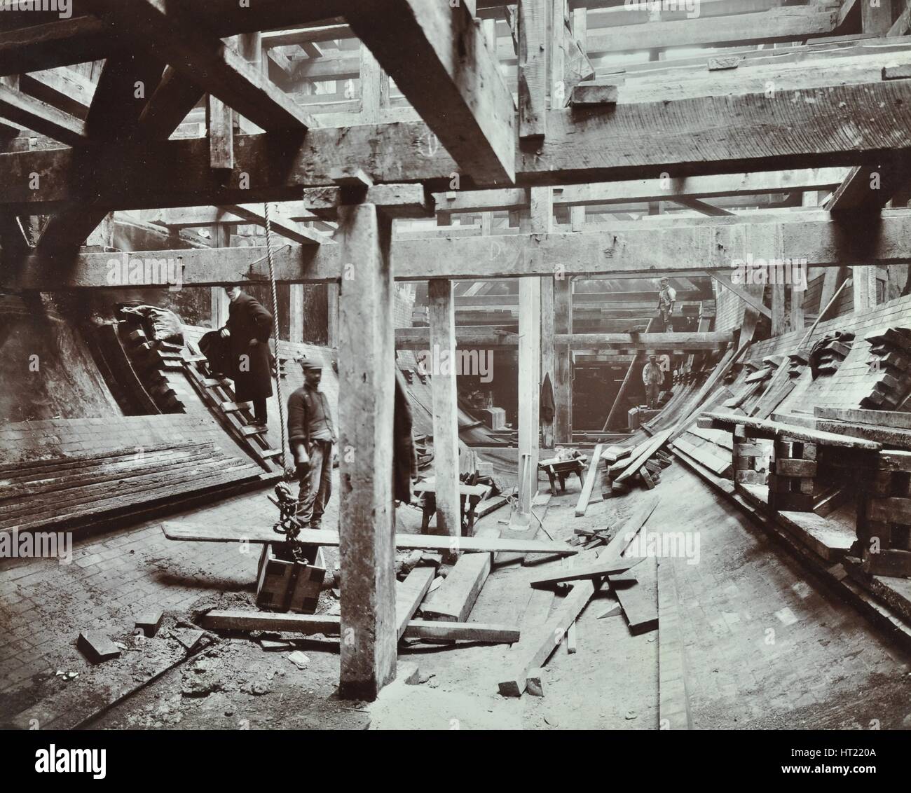 Le tunnel en construction Rotherhithe, Londres, mars 1905. Artiste : Inconnu. Banque D'Images