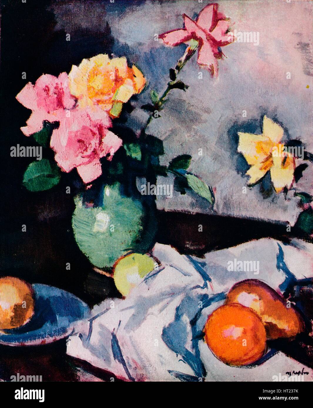 'Roses et Fruit', c1931. Artiste : Samuel John Peploe. Banque D'Images