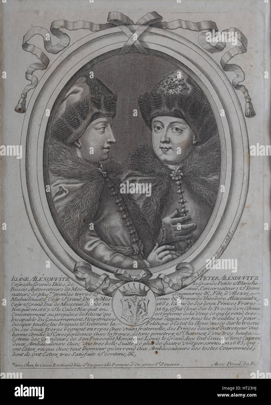 Les Tsars Ivan Alexeyevitch et Peter Alexeyevitch de la Russie. Artiste : Larmessin, Nicolas de (1640-1725) Banque D'Images