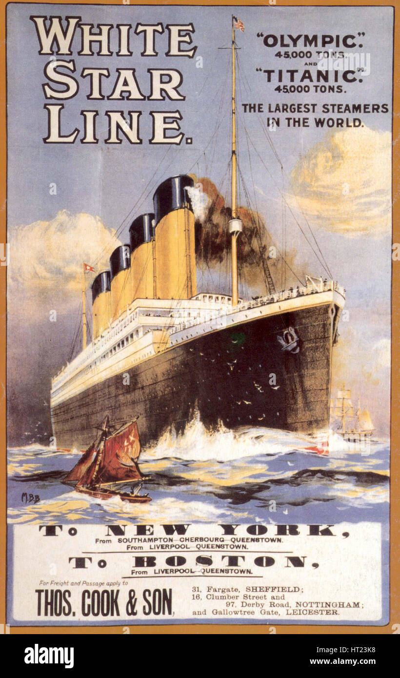 La White Star Line. Titanic et Olympic, ch. 1911. Artiste : Anonyme Banque D'Images