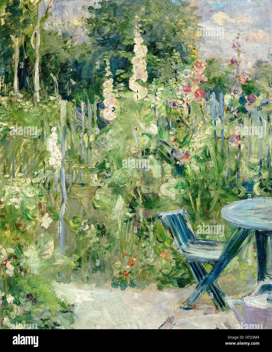 Roses trémières (roses roses trémières), 1884. Artiste : Morisot, Berthe (1841-1895) Banque D'Images