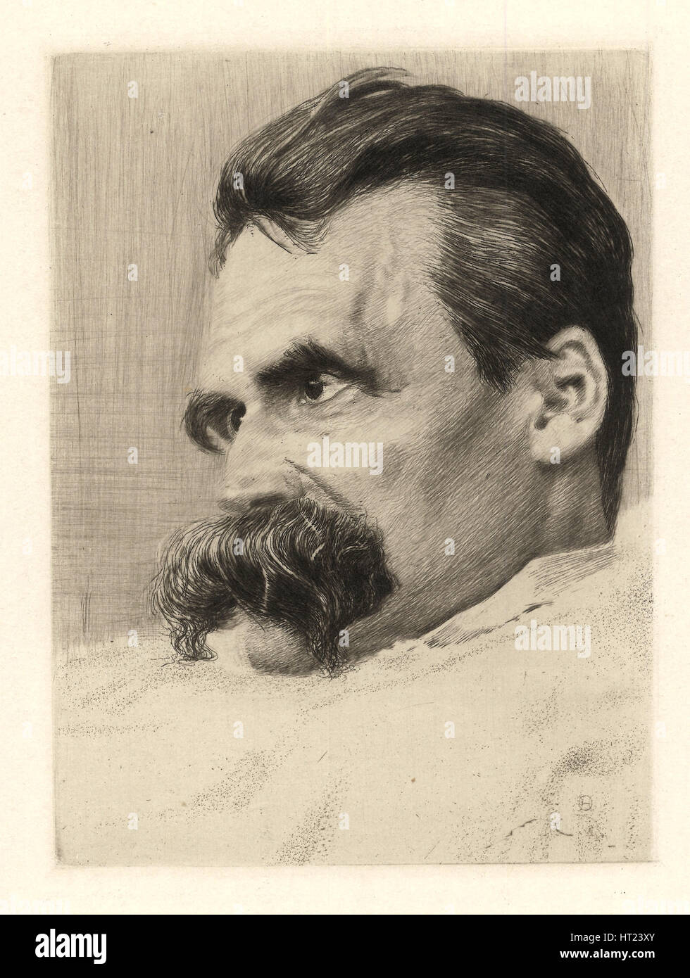 Portrait de Friederich Nietzsche, 1899-1900. Artiste : Olde, Hans (1855-1917) Banque D'Images