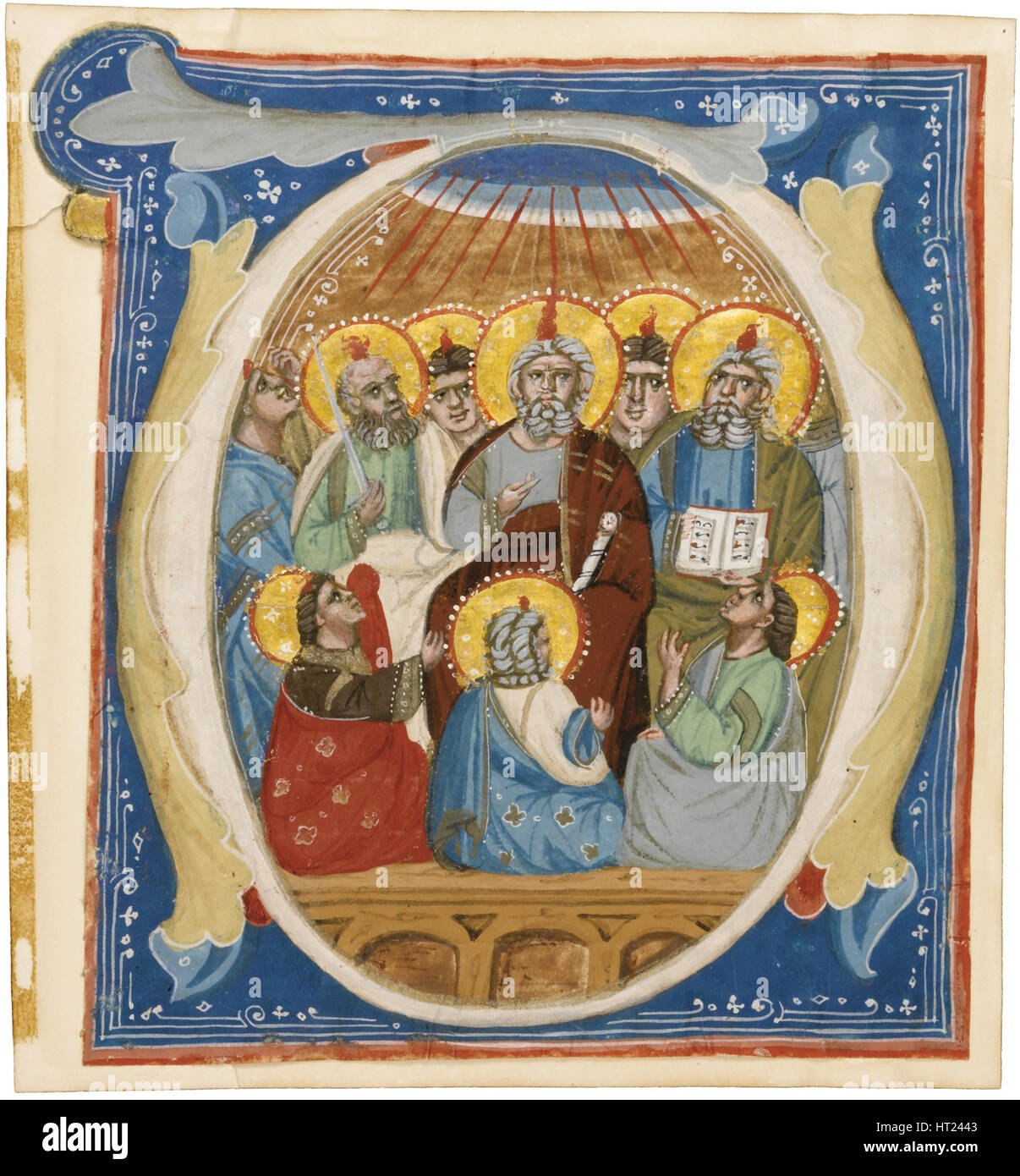 La Pentecôte. O initial d'un Antiphoner, ca 1320. Artiste : Anonyme Banque D'Images