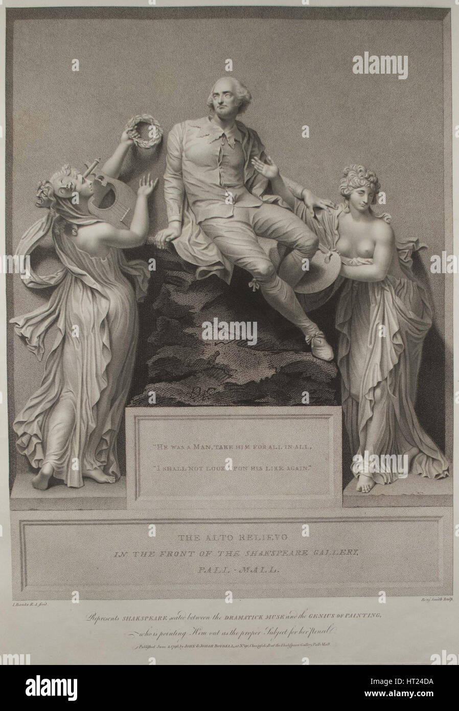 Shakespeare avec la Muse de la littérature et le génie de la peinture, 1803. Artiste : Boydell, John (1720-1804) Banque D'Images