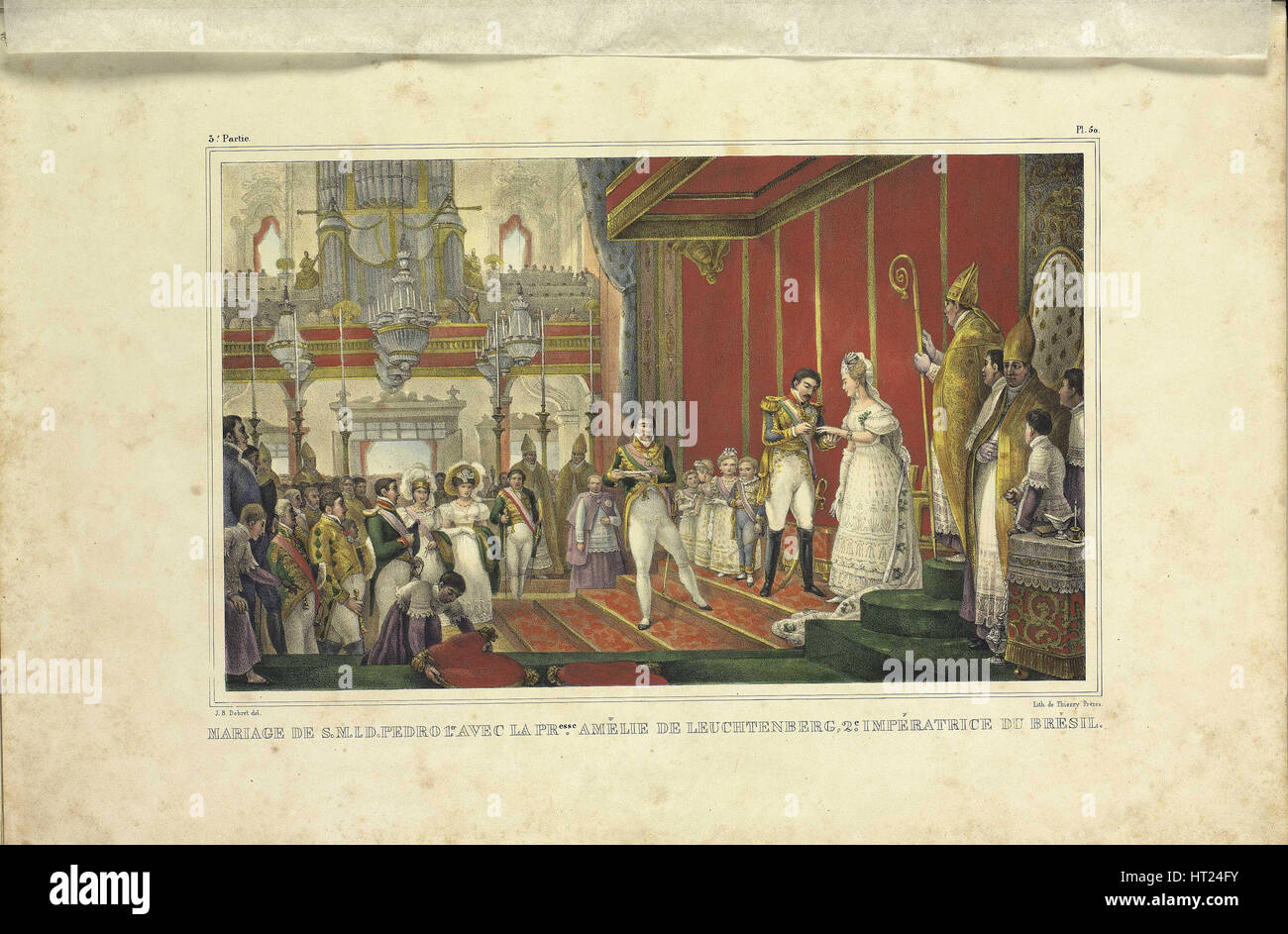 Le mariage d'Amélie de Leuchtenberg et l'Empereur Pedro I du Brésil, 1829. Artiste : Debret, Jean-Baptiste (1768-1848) Banque D'Images