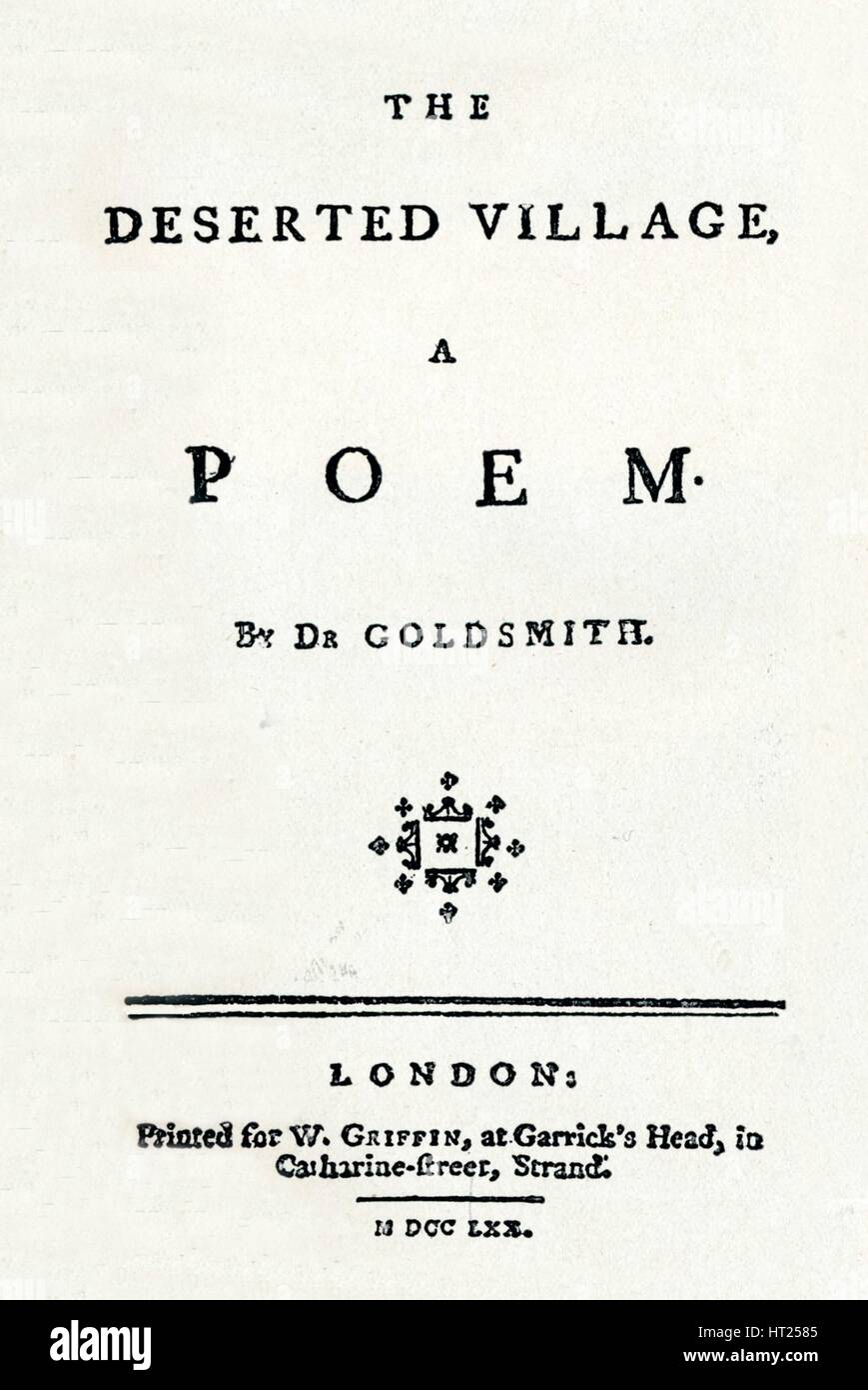 'Le village abandonné, un poème', c1770. Artiste : Inconnu. Banque D'Images