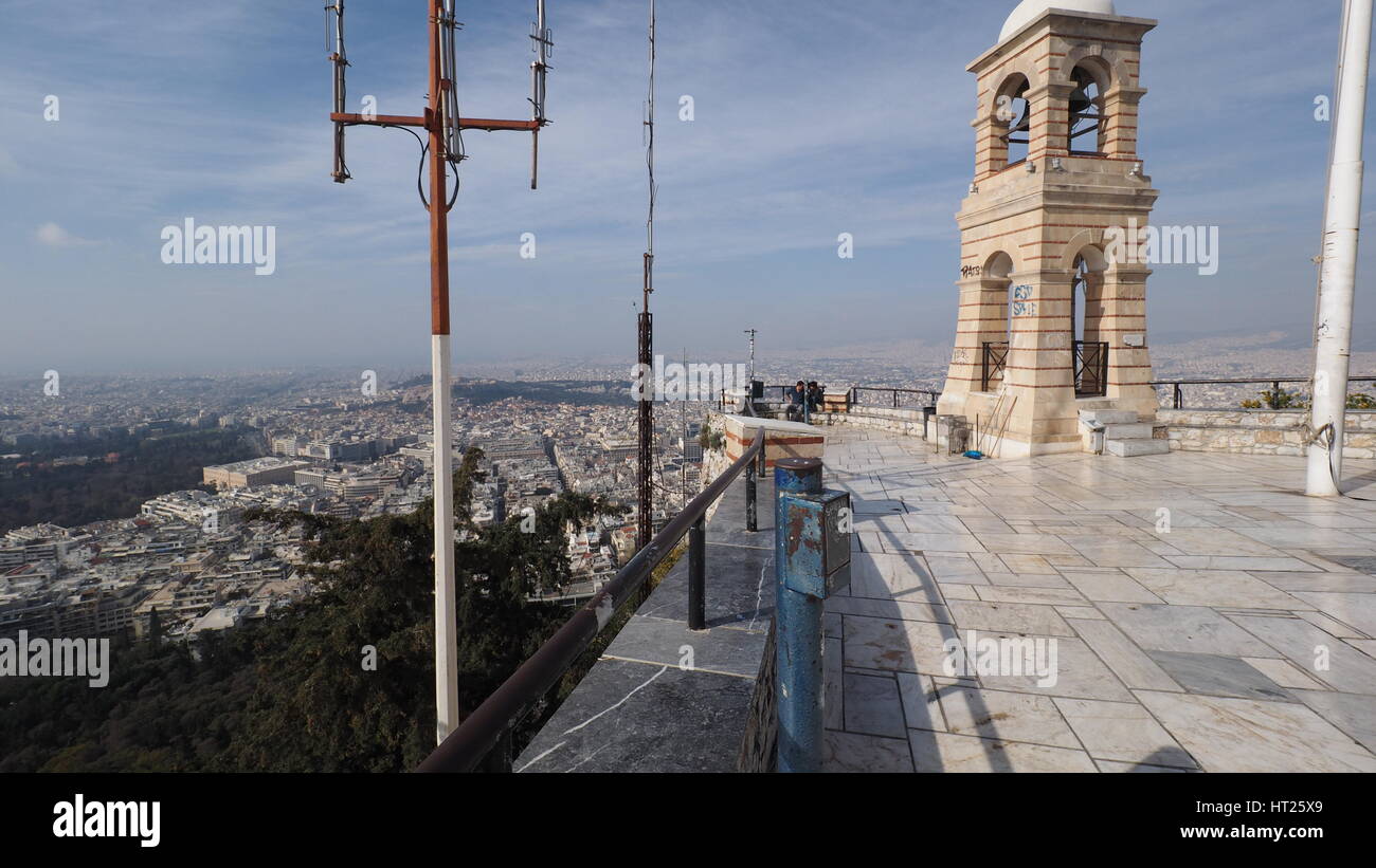 La colline de Lycabettus vues à Athènes Grèce Voyages et tourisme Banque D'Images