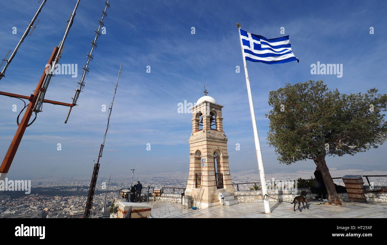 La colline de Lycabettus vues à Athènes Grèce Voyages et tourisme Banque D'Images