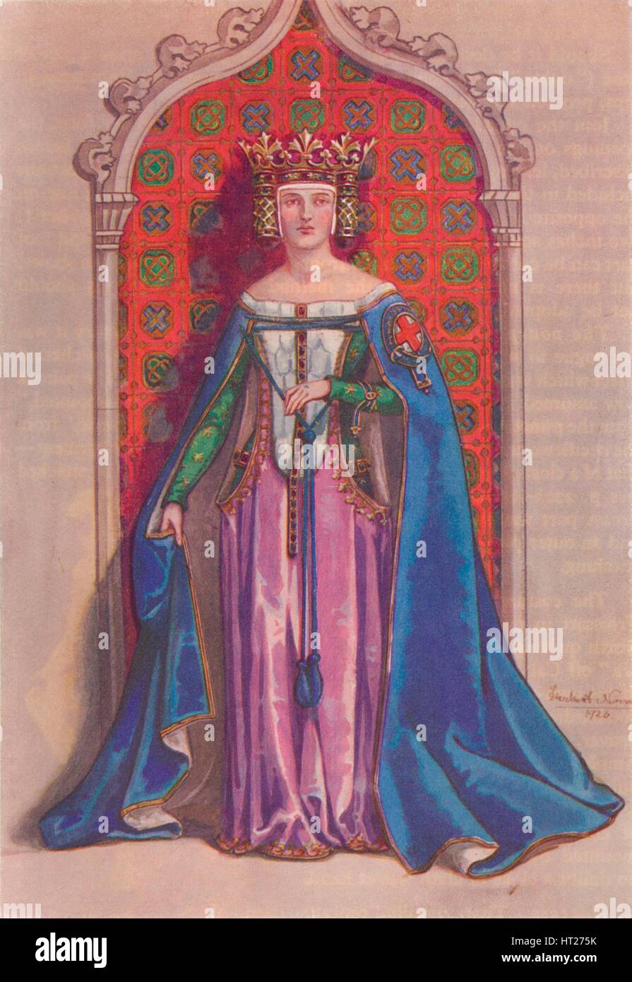 La Reine Philippa '1350', 1926. Artiste : Herbert Norris. Banque D'Images