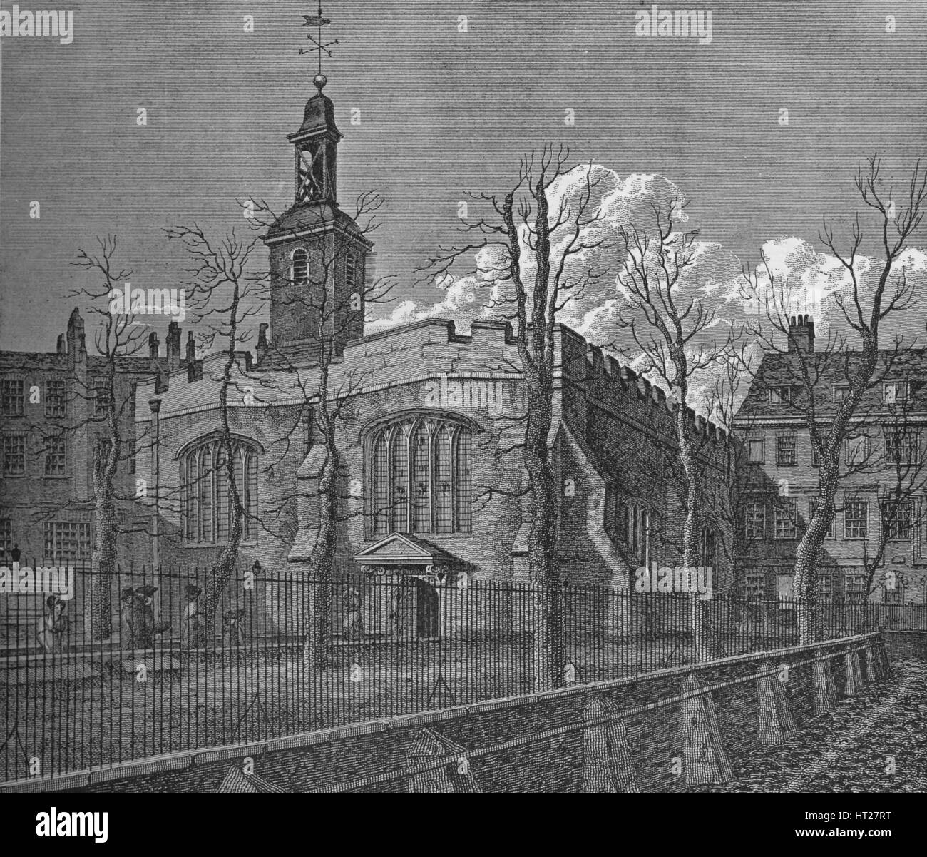 Église de St Helen, Bishopsgate, City of London, 1817 (1911). Artiste : William sage. Banque D'Images