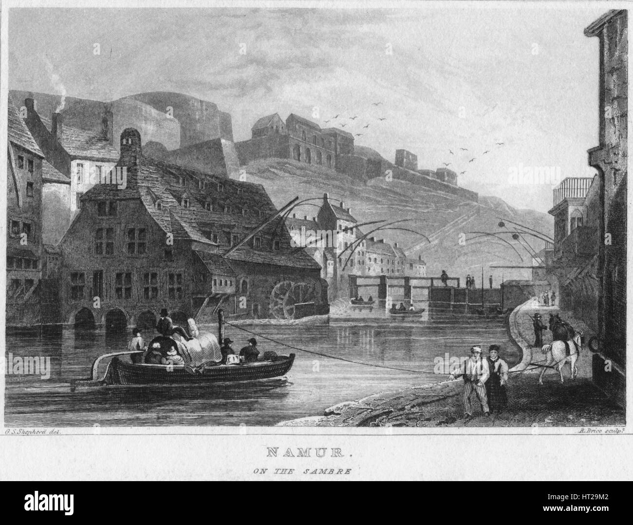 'Namur. Sur la Sambre', 1850. R : L'artiste Brice. Banque D'Images