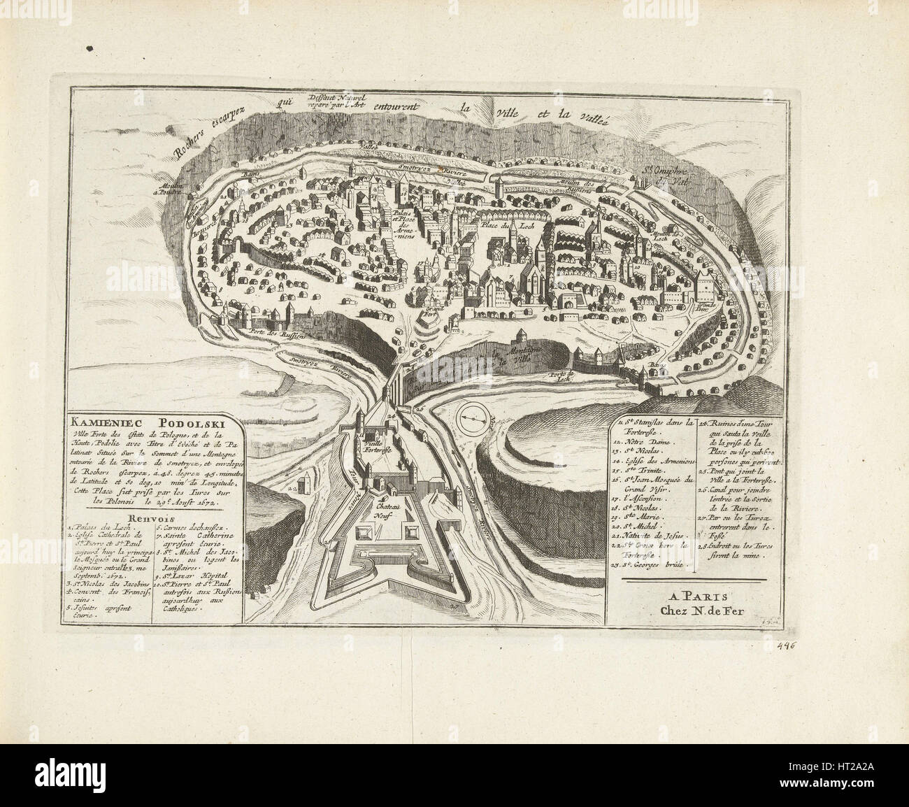 Plan de Kamyanets-Podilsky, 1726. Artiste : Aa, Pieter van der (1659-1733) Banque D'Images