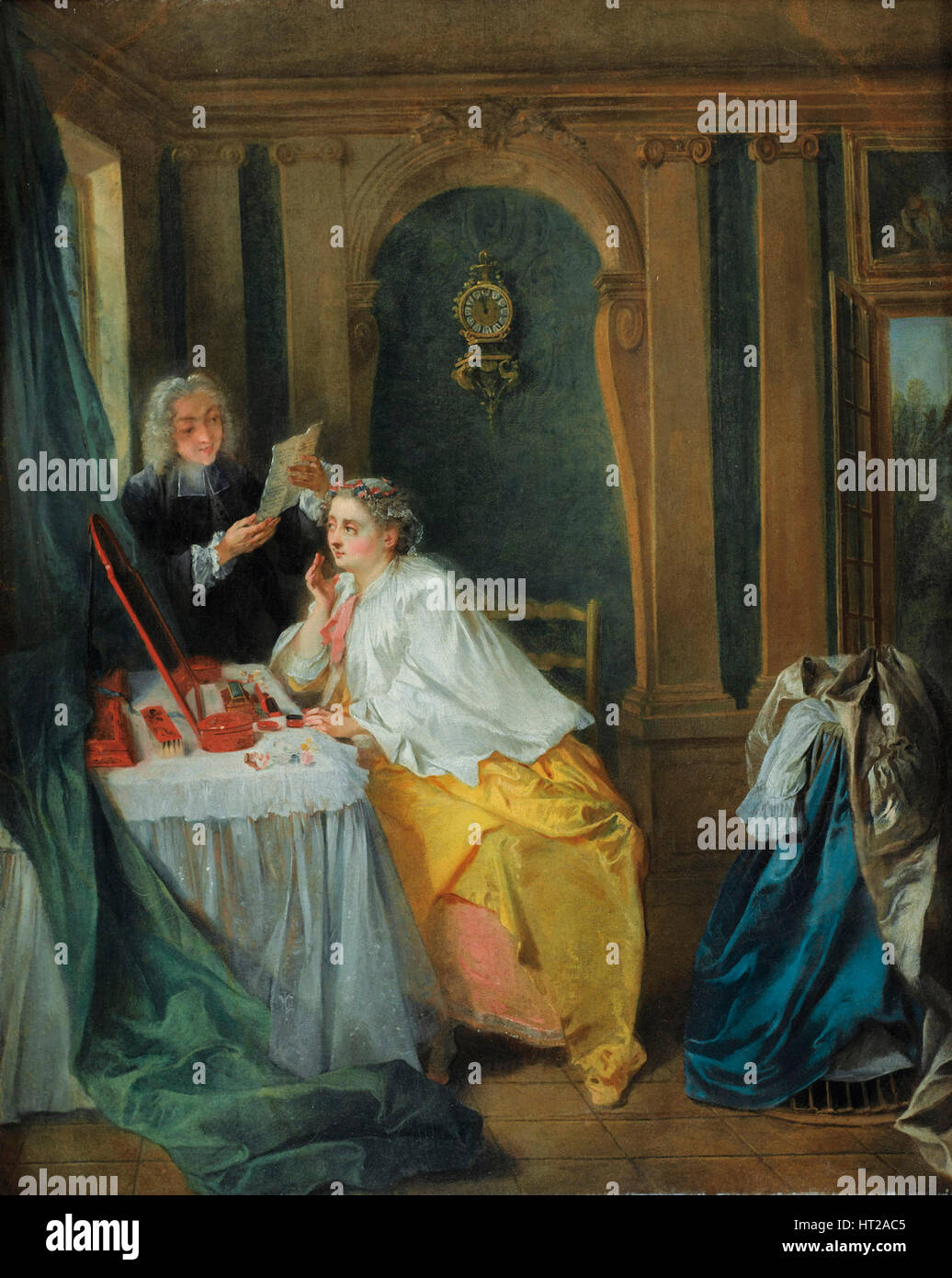 Madame Geoffrin à sa toilette. Artiste : Lancret, Nicolas (1690-1743) Banque D'Images