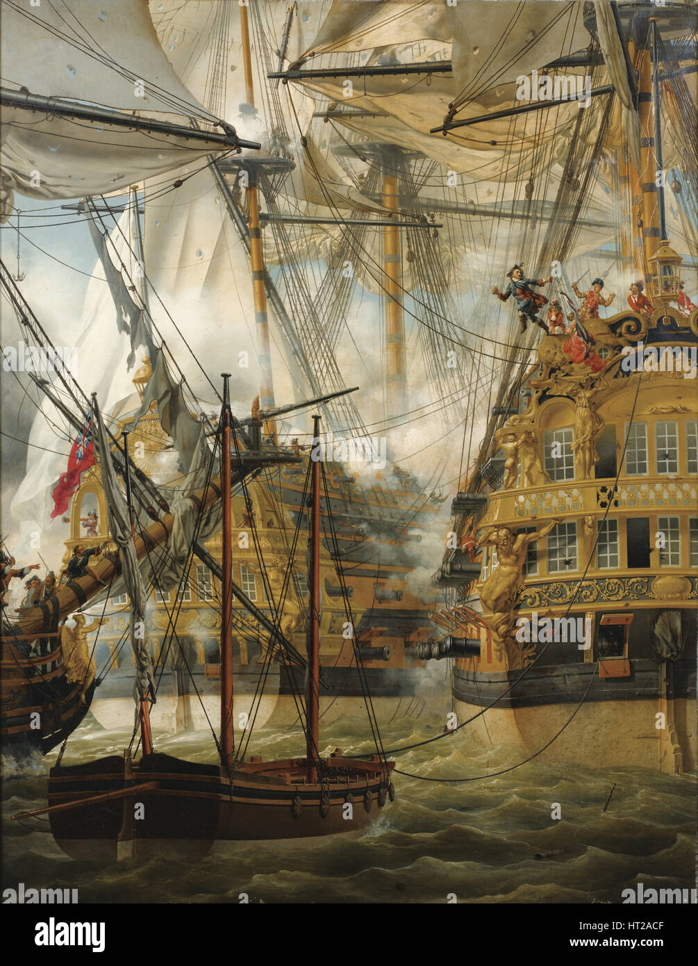 Le HMS Cumberland la lutte contre la Le Lys et La Gloire, 1827. Artiste : Crépin, Louis-Philippe (1772-1851) Banque D'Images
