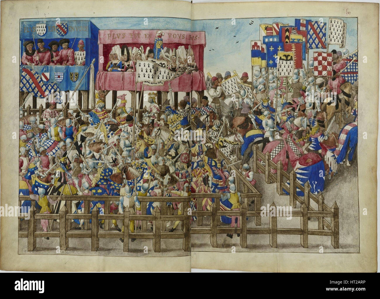 Le Livre des tournois de René d'Anjou, ca 1447. Artiste : Anonyme Banque D'Images