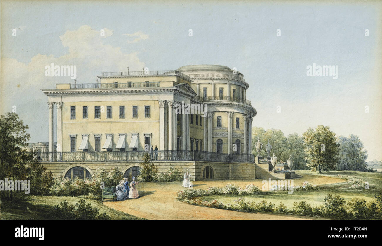 Le Palais Yelagin à Saint-Pétersbourg, 1839. Artiste : Chernetsov Nikanor, Grigorievitch (1805-1879) Banque D'Images