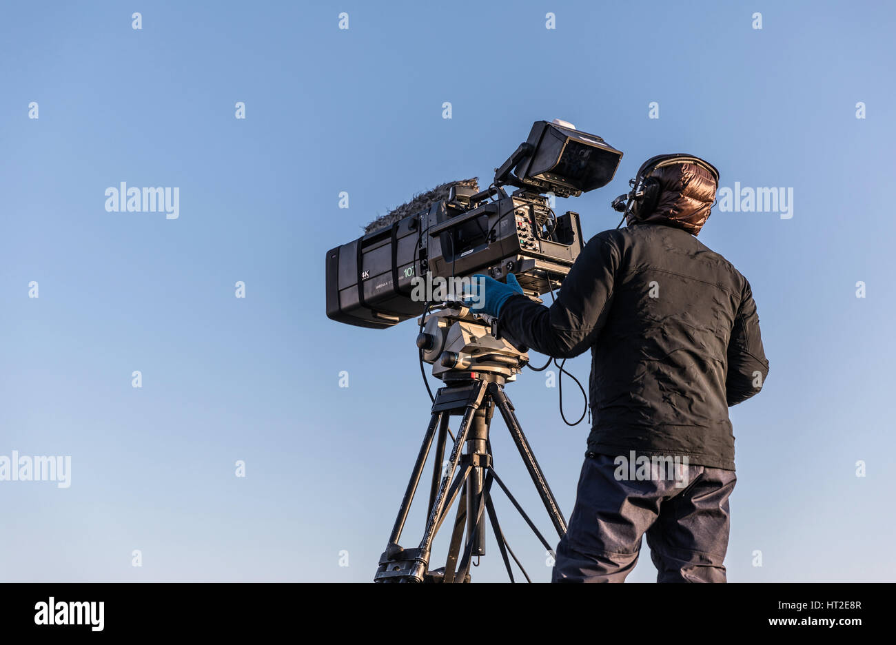 Course de voile tournage caméraman pour la télévision en direct Banque D'Images