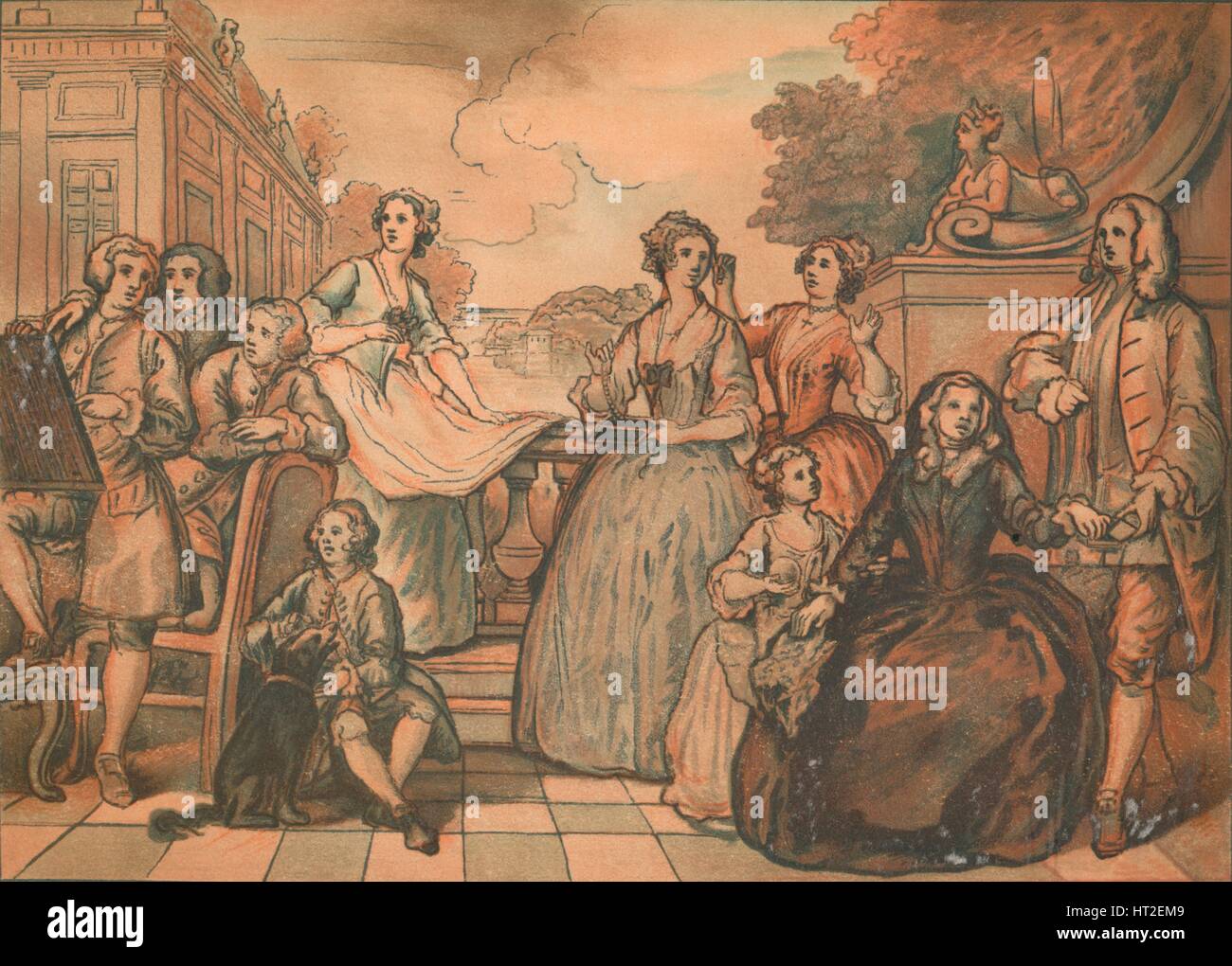 Esquisse pour "La famille Jones morceau de Conversation', 1730. Artiste : William Hogarth. Banque D'Images
