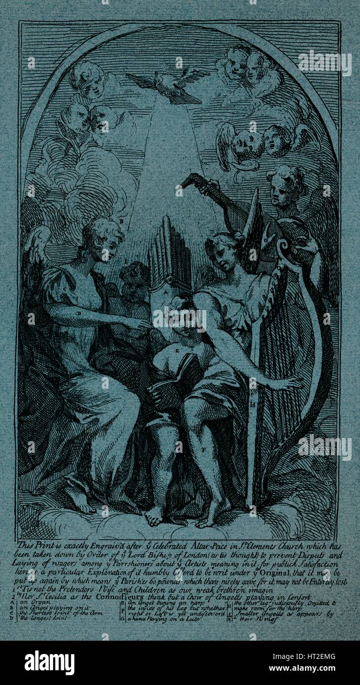 Burlesque sur la 'Kent retable à St Clement Danes', c1725. Artiste : William Hogarth. Banque D'Images