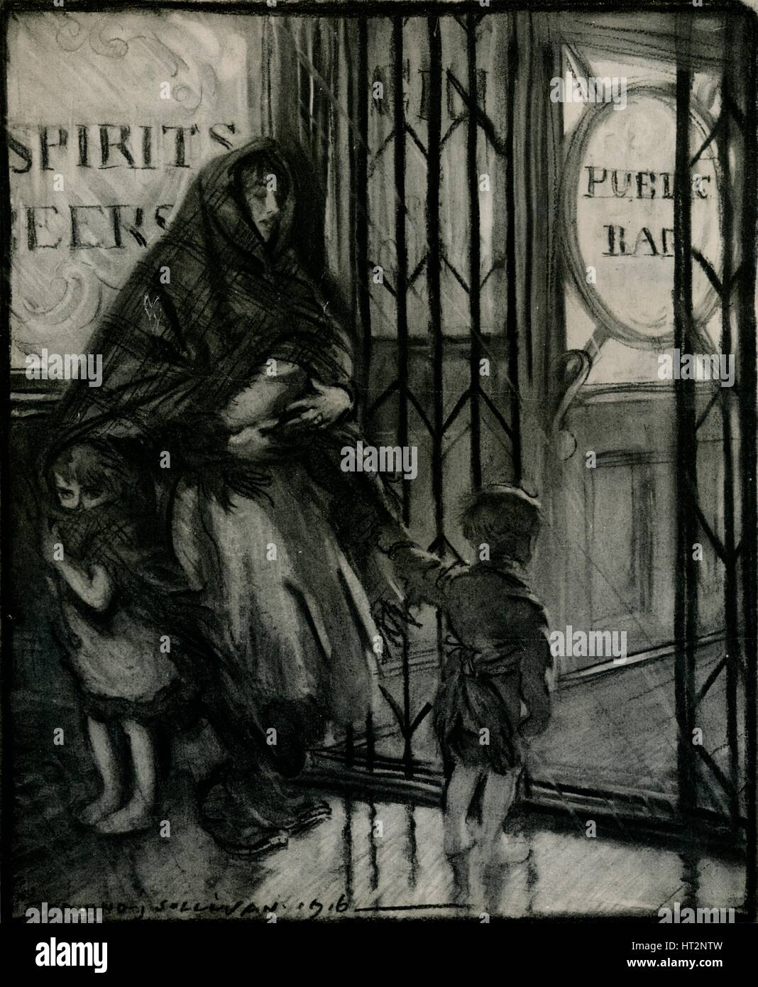 La Taverne 'porte', 1916, (1917). Artiste : Edmund Joseph Sullivan. Banque D'Images