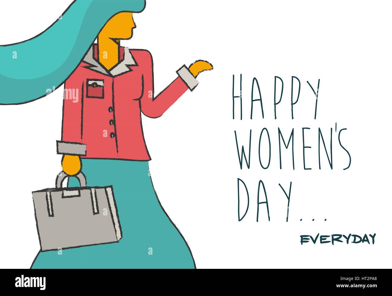 Heureuse journée internationale des femmes concept tous les jours l'arrière-plan. L'entreprise indépendante femme moderne dans l'illustration à la main style avec devis. EPS 10 vect Illustration de Vecteur