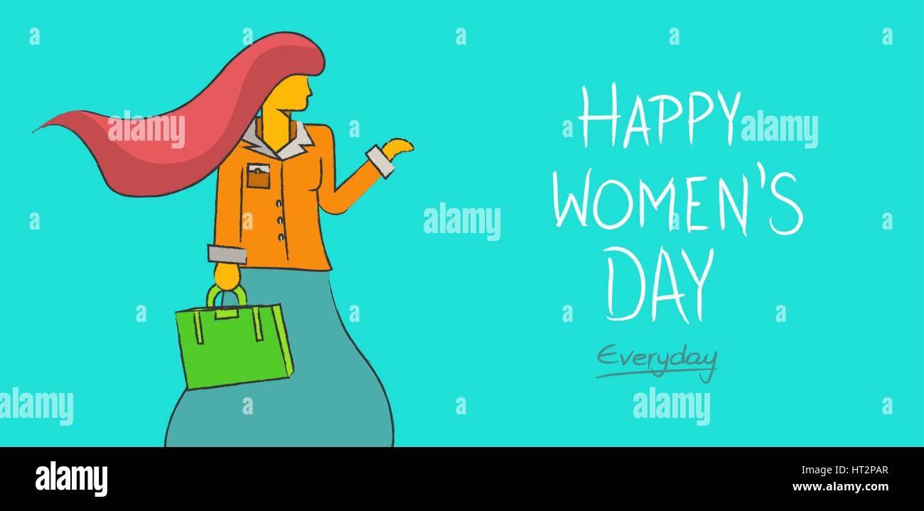 Heureux jour femmes concept tous les jours l'arrière-plan. L'entreprise indépendante femme moderne dessiné à la main dans un style d'illustration. Vecteur EPS 10. Illustration de Vecteur