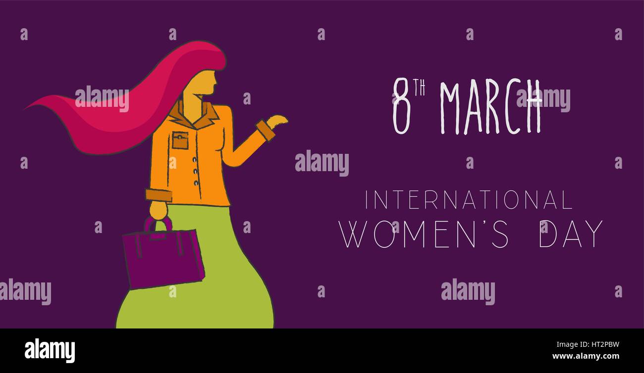 Heureux 8 mars Journée internationale des femmes concept arrière-plan. L'entreprise indépendante femme moderne dessiné à la main dans un style d'illustration. Vecteur EPS 10. Illustration de Vecteur