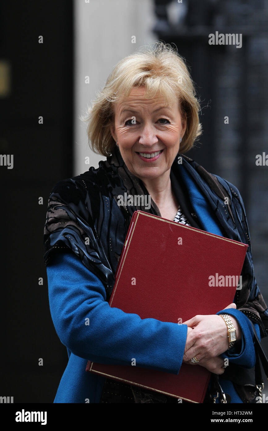 Londres, Royaume-Uni. 7 mars 2017. andrea leadsom député secrétaire d'État à l'environnement vu quitter 10 Downing street. crédit : wfpa/Alamy live news Banque D'Images