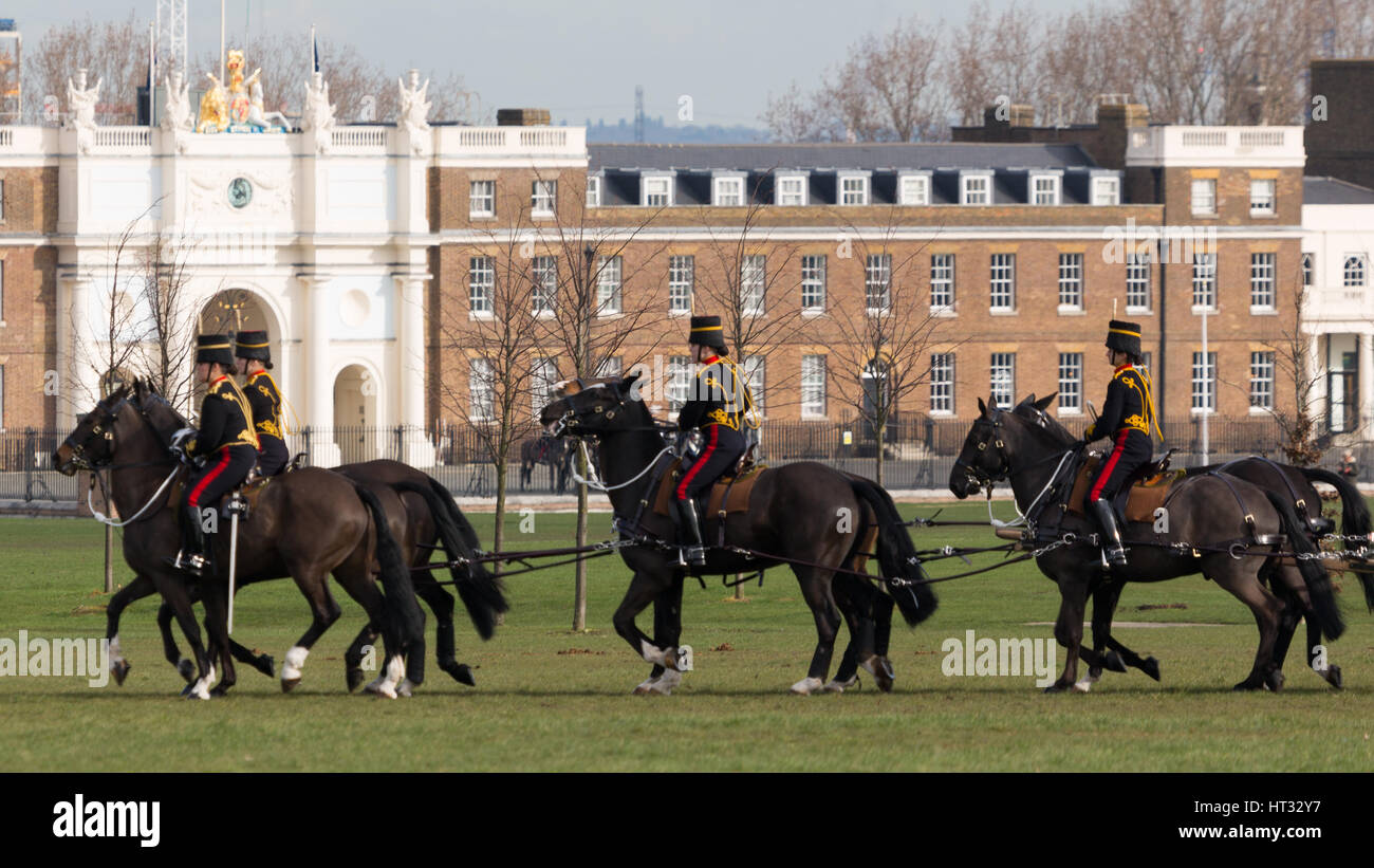 Woolwich, Londres, Royaume-Uni. 7 mars, 2017. Des troupes du roi Royal Horse Artillery ont eu leur inspection annuelle à la caserne de l'Artillerie royale de Woolwich, sud-est de Londres. Crédit : Rob Powell/Alamy Live News Banque D'Images