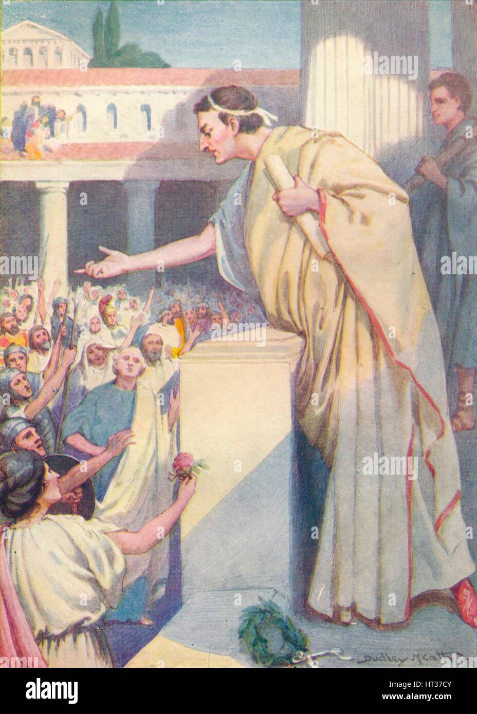 "Le matin suivant, Cicéron fait un autre discours contre Catilina', c1912 (1912). Artiste : Ernest Dudley Heath. Banque D'Images