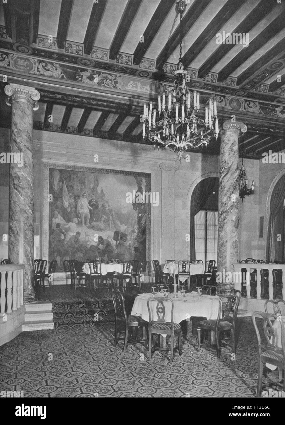 Détail à la fin de la salle à manger principale, le Mount Royal Hotel, Montréal, Canada, 1923. Artiste : Inconnu. Banque D'Images