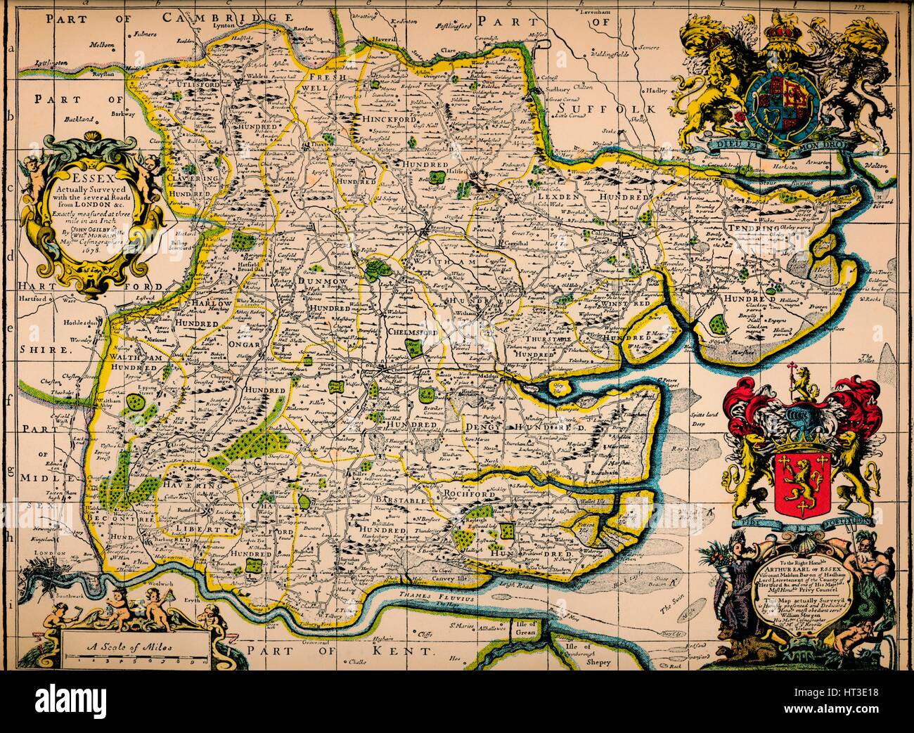 'Map of Essex', 1678. Artistes : John Catholicus, William Morgan. Banque D'Images