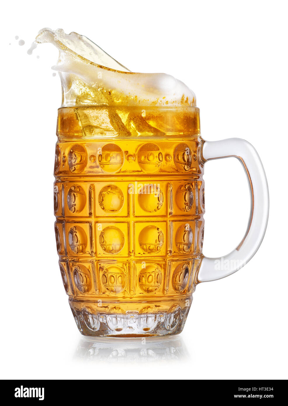 La bière en mug avec splash Banque D'Images