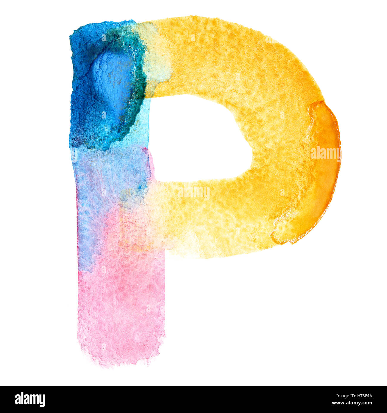 Lettre P - abc aquarelle colorée Banque D'Images