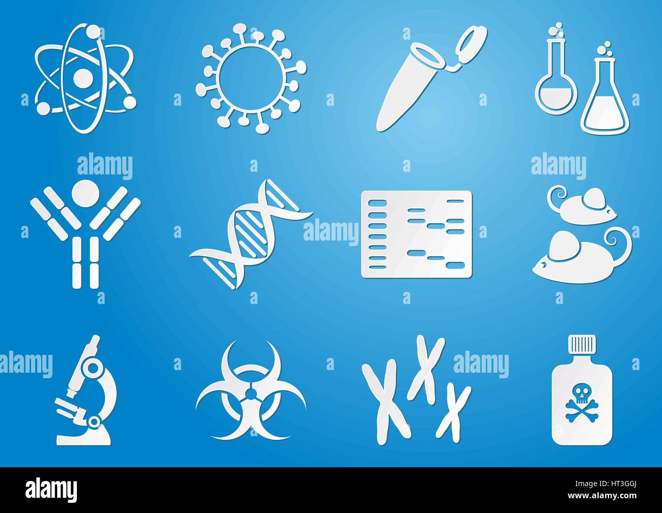 Les icônes de la science de la biologie Illustration de Vecteur