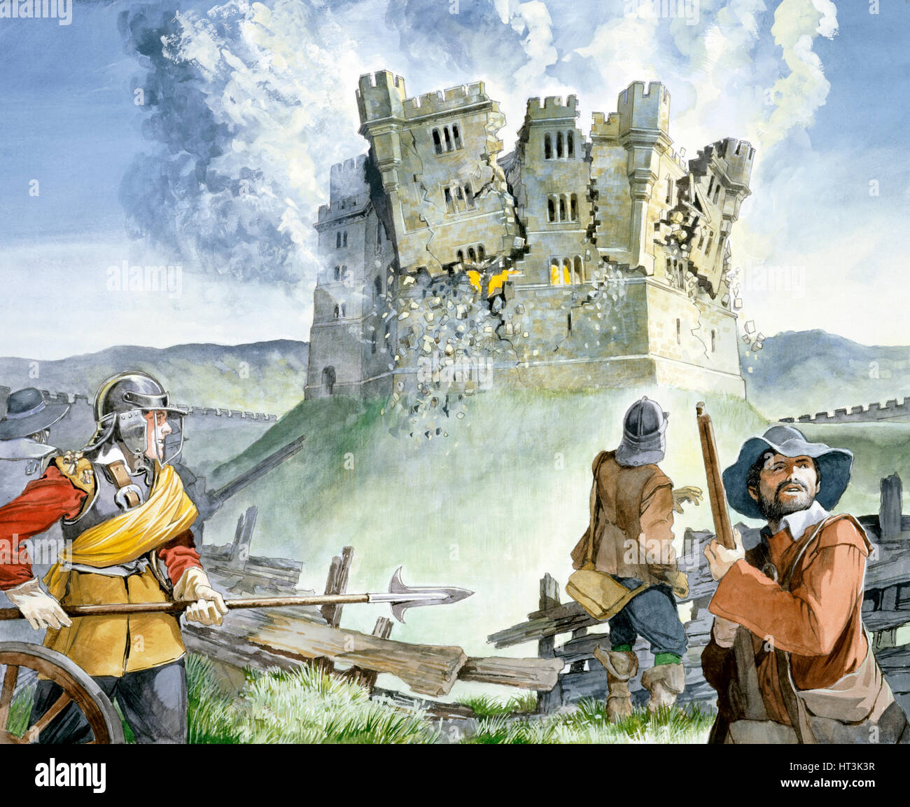 Siège de la guerre civile au Old Wardour Castle, 1644, (c1990-2010) Artiste : Philip Corke. Banque D'Images