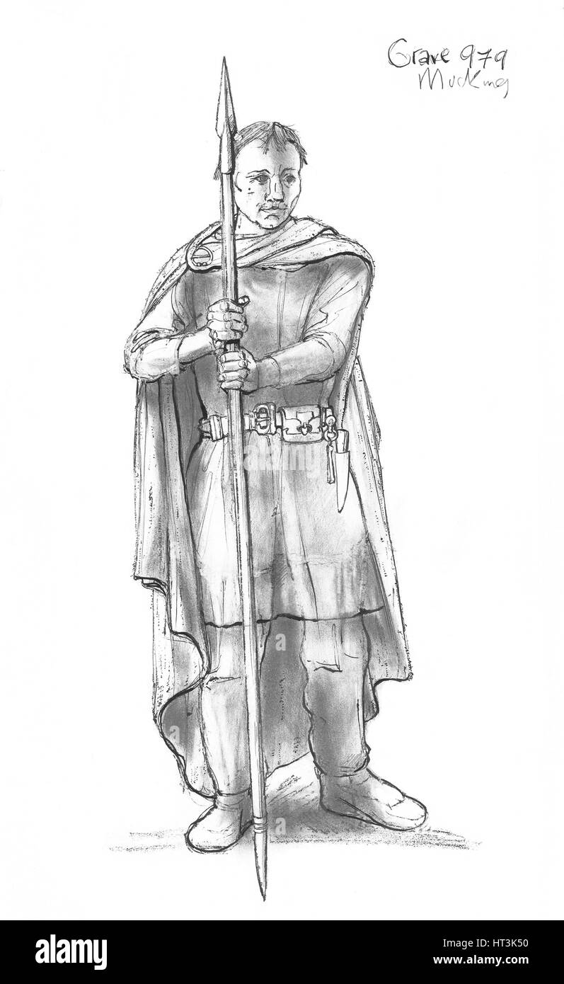 L'homme anglo-saxon, c5e-10e siècle, (c1990-2010) Artiste : Judith Dobie. Banque D'Images