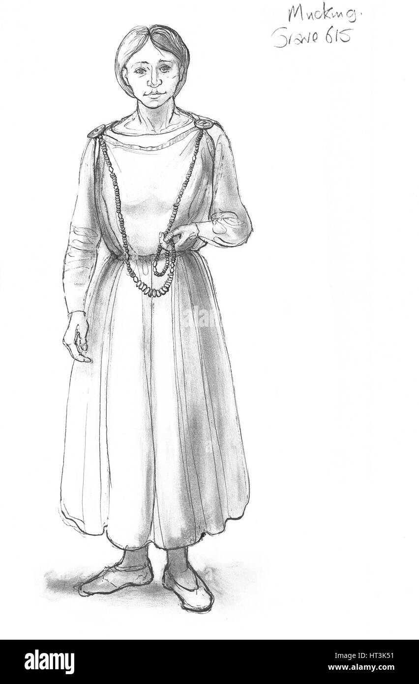 Femme anglo-saxonne, c5e-10e siècle, (c1990-2010) Artiste : Judith Dobie. Banque D'Images