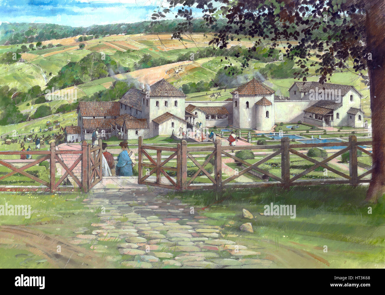 Grande villa romaine dit Witcombe, datant de l'AN250, (c1990-2010) Artiste : Ivan hdb. Banque D'Images