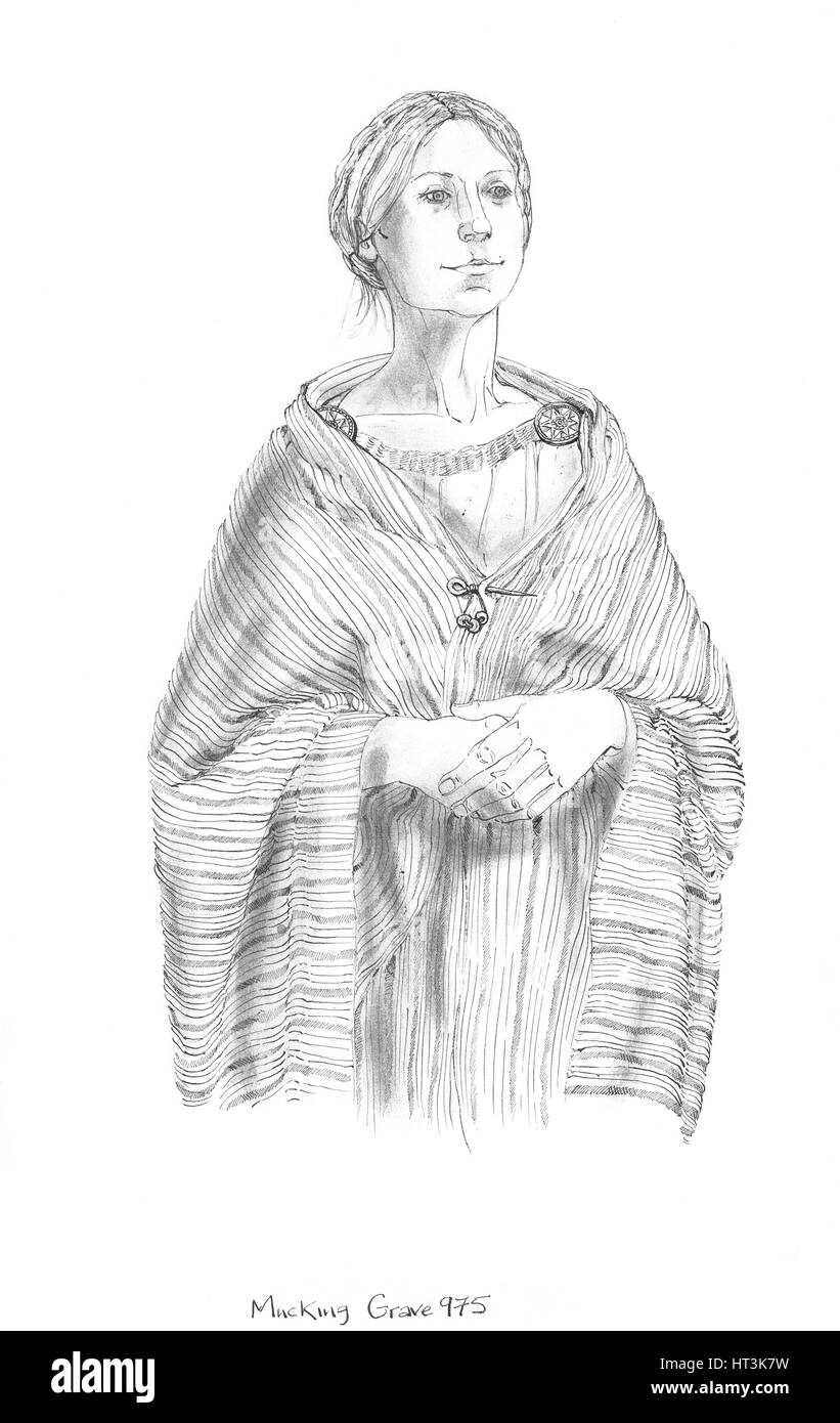 Femme anglo-saxonne, c5e-10e siècle, (c1990-2010) Artiste : Judith Dobie. Banque D'Images