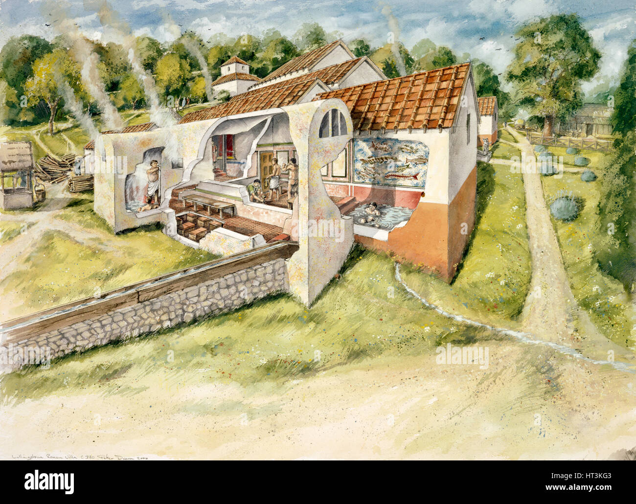 Lullingstone Roman Villa, c4th siècle, (c1990-2010). Artiste : Peter Dunn. Banque D'Images