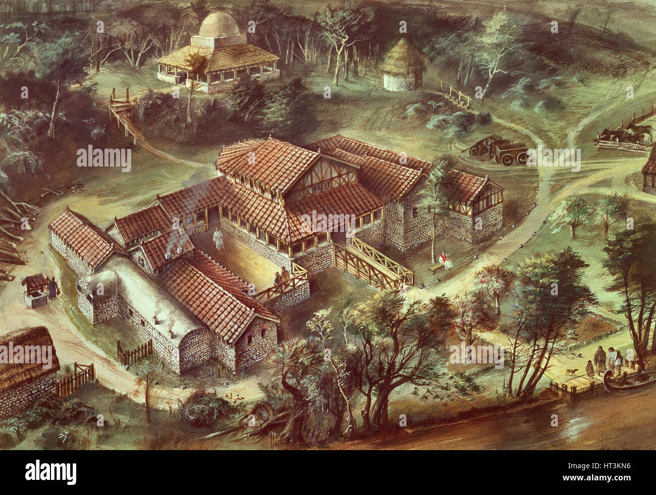 Lullingstone Roman Villa, AD360, (c1990-2010). Artiste : Ivan hdb. Banque D'Images