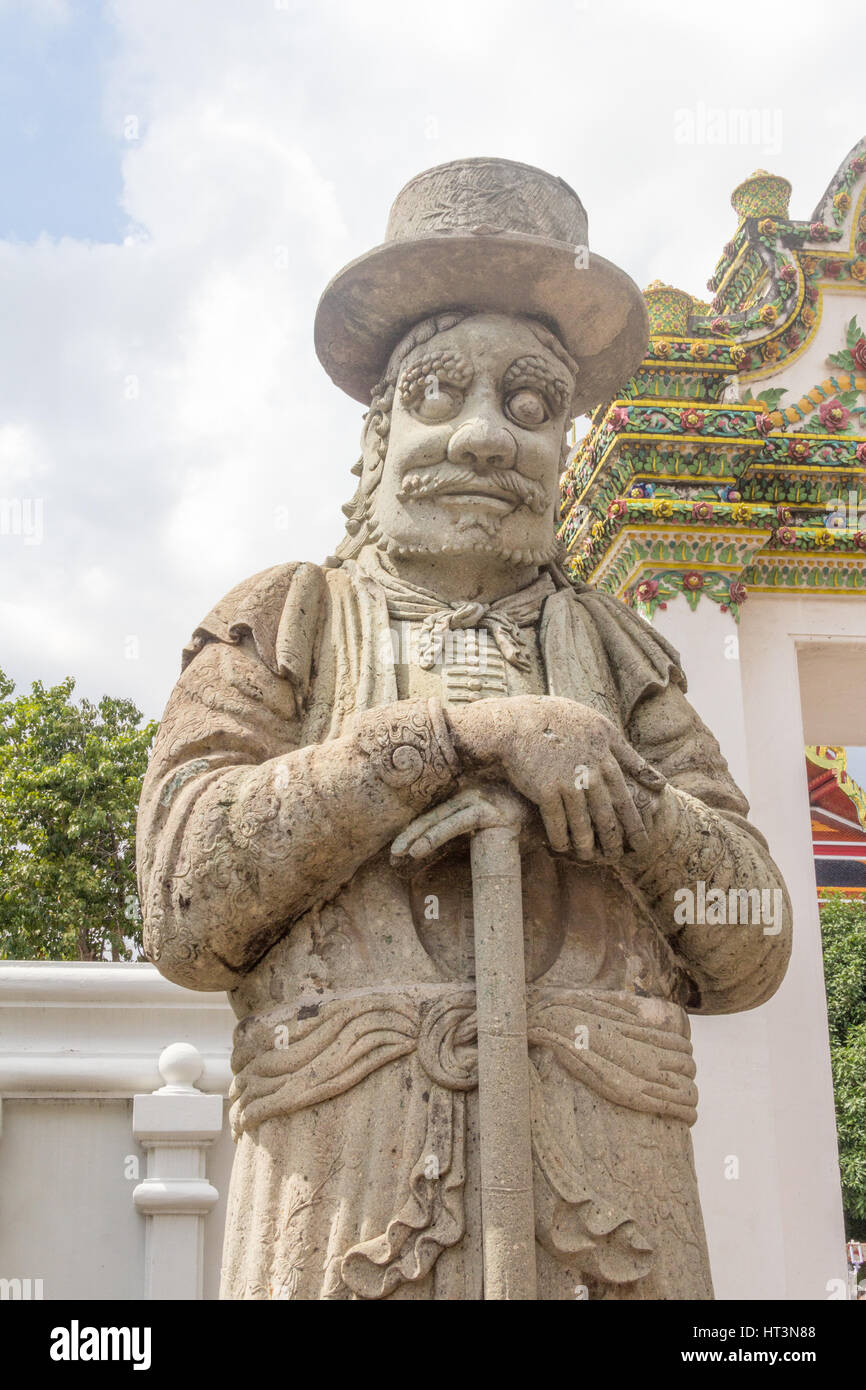 Guardian statue en Wat Pho, Bangkok, Thaïlande Banque D'Images