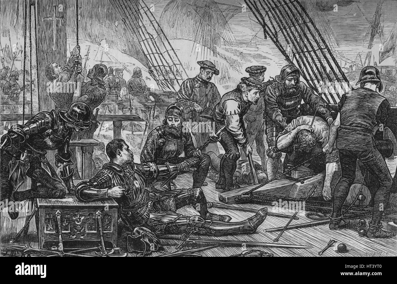 'La mort de Sir Andrew Barton', août 1511, (c1880). Artiste : Inconnu. Banque D'Images