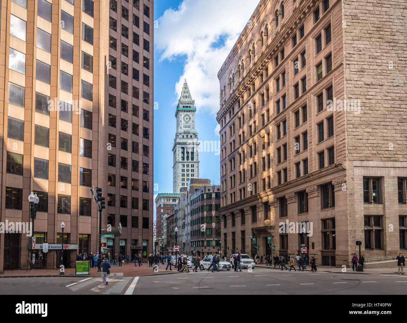 Bâtiments et Boston Custom House Clock Tower - Boston, Massachusetts, USA Banque D'Images