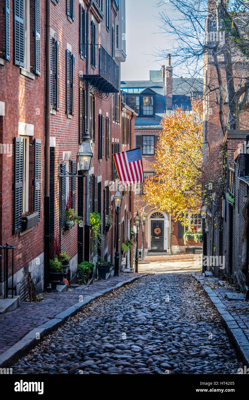 Acorn Street - Boston, Massachusetts, USA Banque D'Images