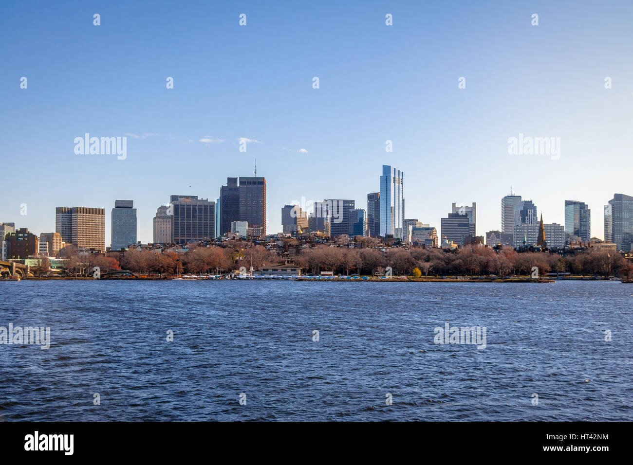 Boston skyline et Charles River vu de Cambridge, Massachusetts, USA Banque D'Images