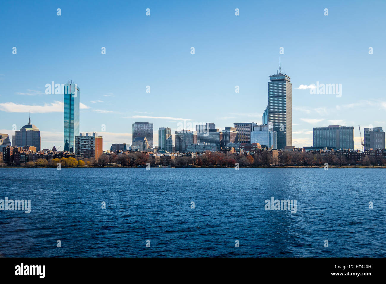 Boston skyline et Charles River vu de Cambridge, Massachusetts, USA Banque D'Images